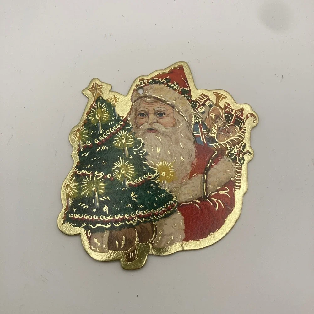 Vintage 80's Victorian-Style Die-Cut Cardboard Santa Christmas Ornament‎